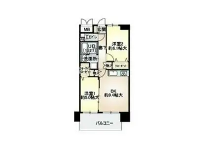 ベリー海老江(2DK/5階)の間取り写真