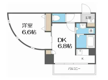 WILLDO松屋町(1DK/2階)の間取り写真