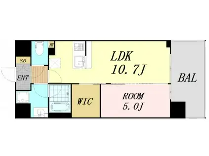 ATKレジデンスなんば(1LDK/3階)の間取り写真