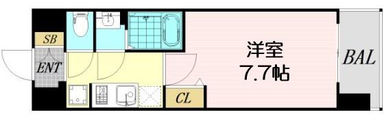 プレサンス芦原橋ヴィブラス(1K/2階)の間取り写真