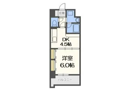 ブランクレール谷町(1DK/13階)の間取り写真