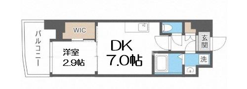セレニテ難波リアン(1DK/4階)の間取り写真