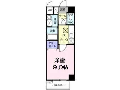 ヴォー・リバージュ境川(1K/4階)の間取り写真