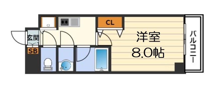 ONE ROOF FLAT TENJINBASHI(1DK/4階)の間取り写真