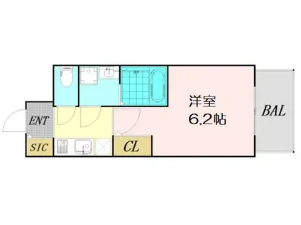 エスリードレジデンス大阪福島シティウエスト(1K/3階)の間取り写真