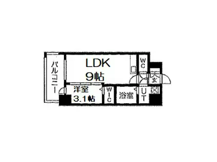 エスグランデ難波グランツ(1LDK/13階)の間取り写真