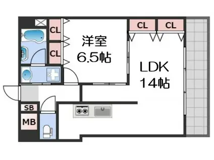 CITY SPIRE幸町(1LDK/12階)の間取り写真
