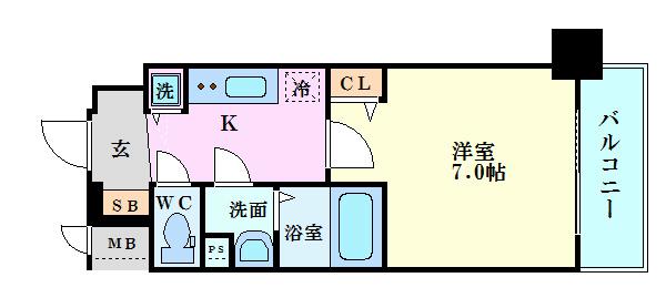 アドバンス西梅田グルーブ(1K/4階)の間取り写真