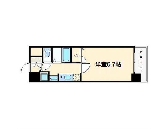 ライジングコート梅田サンライズ(1K/4階)の間取り写真