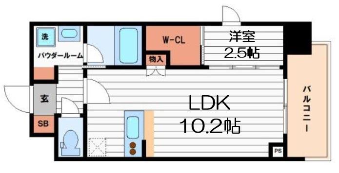セレニテフラン谷町四丁目(1LDK/14階)の間取り写真