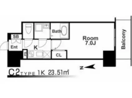 エスリード阿波座ラグジェ(1K/12階)の間取り写真