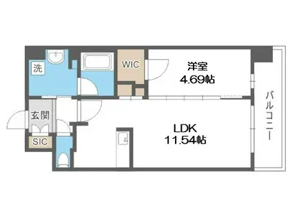 カーサレグラス福島野田(1LDK/4階)の間取り写真