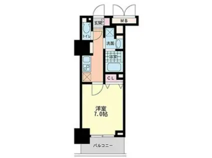 ハビテ靱センターコート(1K/6階)の間取り写真