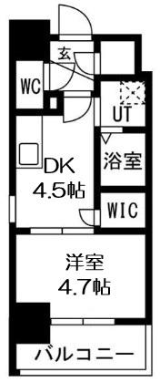 ワールドアイ大阪ウエスト GATE(1DK/7階)の間取り写真
