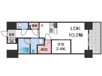 コンフォリア・リヴ北久宝寺Q(1LDK/13階)の間取り写真