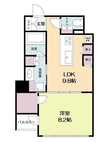 RIDGE北堀江(1LDK/10階)の間取り写真