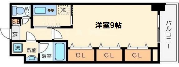 ウィルテラスなんば南(1K/12階)の間取り写真
