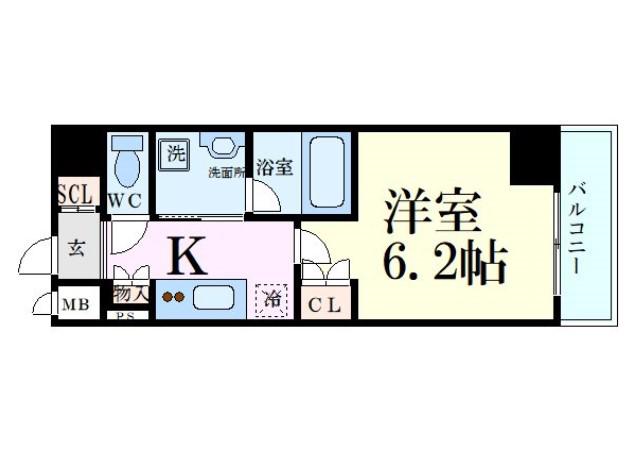 リーガル南船場Ⅲ(1K/6階)の間取り写真