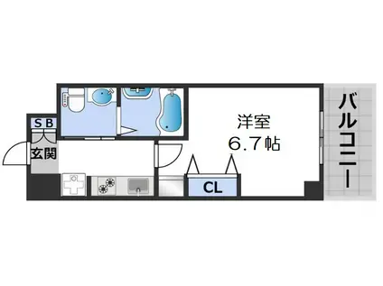 アーデンタワー本町イースト(1K/5階)の間取り写真