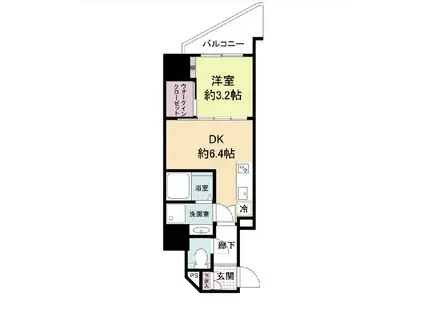 セレニテ難波ミラク参番館(1DK/3階)の間取り写真