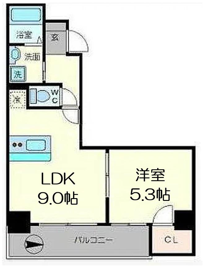 グランデージ難波南(1LDK/2階)の間取り写真