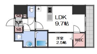 AFFLUENCE難波イースト(1LDK/9階)の間取り写真