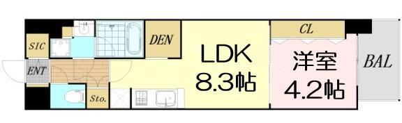 アーバネックス梅田中崎町Ⅱ(1LDK/3階)の間取り写真
