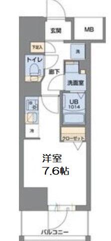 METROSA谷町六丁目サウス(ワンルーム/9階)の間取り写真