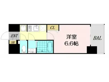 プレサンス大国町アドロッソ(1K/2階)の間取り写真