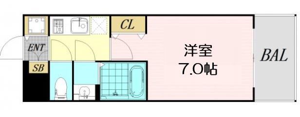 S-RESIDENCE大阪九条ノース(1K/8階)の間取り写真