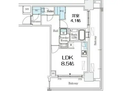 京町堀ビューアパートメント(1LDK/3階)の間取り写真