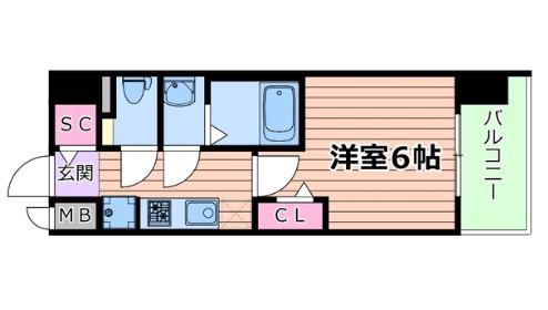 プレサンス深江橋ラヴィゲート(1K/2階)の間取り写真