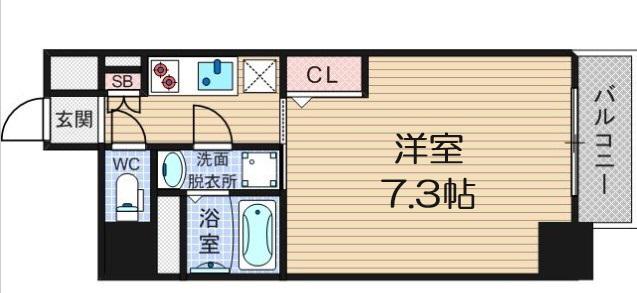 S-RESIDENCE南堀江(1K/14階)の間取り写真