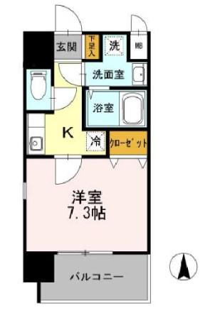 カスタリア新梅田(1K/2階)の間取り写真