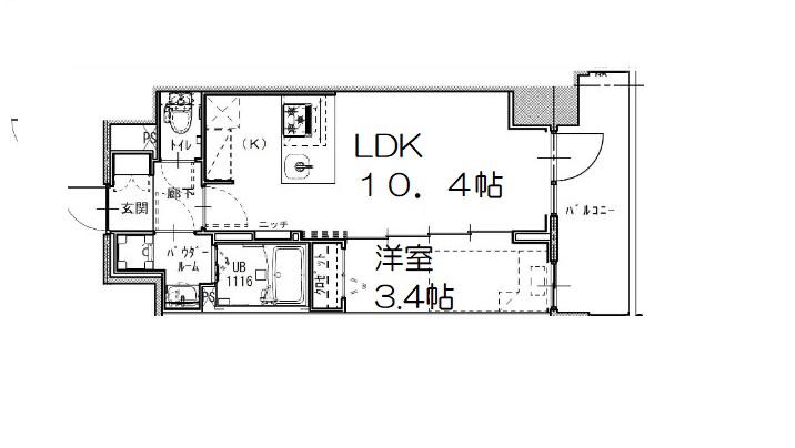 S-RESIDENCE堺筋本町DEUX(1LDK/12階)の間取り写真