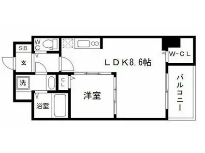 SEST新大阪(1LDK/9階)の間取り写真