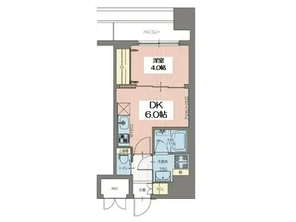 VINOプレジオ本町(1DK/8階)の間取り写真