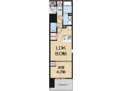 LUXE難波南(1LDK/4階)の間取り写真