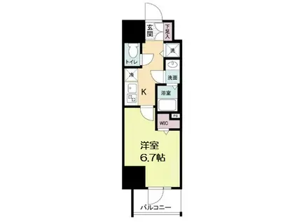 METROSA谷町六丁目ノース(1K/12階)の間取り写真