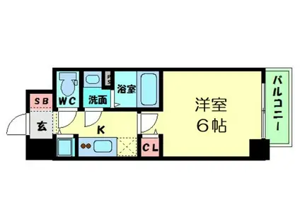 メインステージ京町堀(1K/10階)の間取り写真