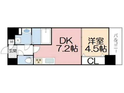 GIOIA NAMBA(1DK/3階)の間取り写真