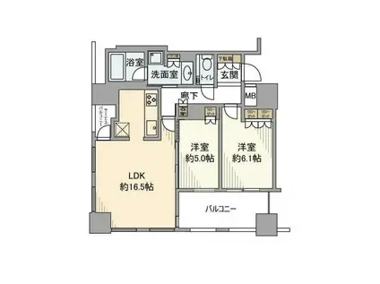 クラッシィタワー淀屋橋(2LDK/28階)の間取り写真