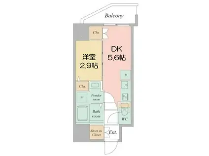 セレニテ日本橋エクラ(1DK/12階)の間取り写真