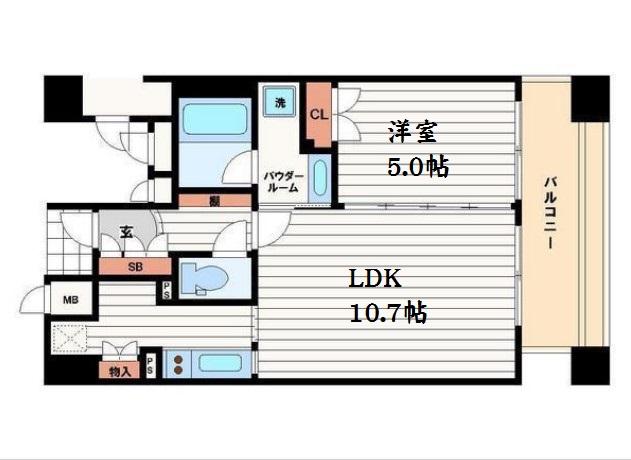 プライムアーバン堺筋本町(1LDK/5階)の間取り写真