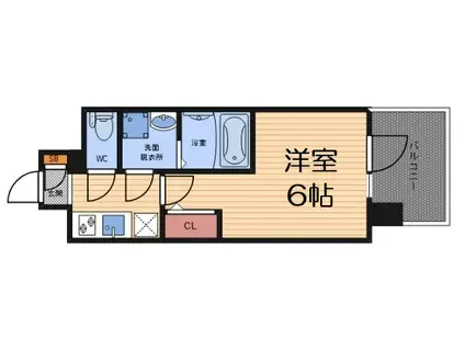 エスリードレジデンス梅田デュオ(1K/4階)の間取り写真