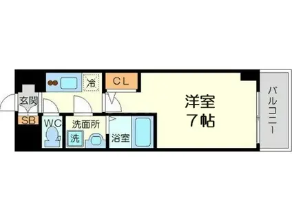 エスリード大阪クレストコート(1K/6階)の間取り写真