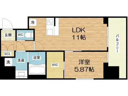 LA DOUCEUR天満(1LDK/11階)の間取り写真