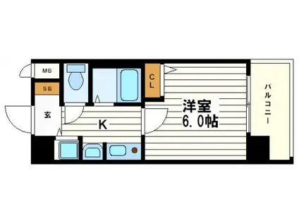 プレサンス東本町(1K/6階)の間取り写真
