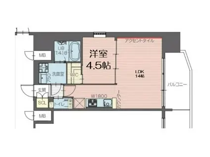 プレジオ九条(1LDK/14階)の間取り写真