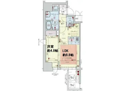 プレサンス北浜レガーロ(1LDK/5階)の間取り写真